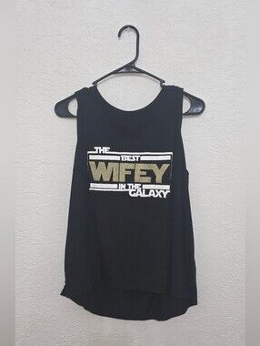Athletic Works Black Tank Top with Gold "Wifey" Graphic